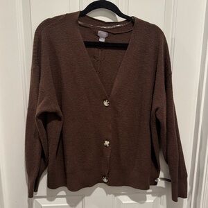 Auden Luxury Collection Brown Button-Up Lounge Sweater Size XXL